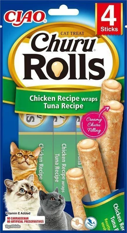 Inaba Churu Cat skanėstas Rolls Chicken Tuna (4 Sticks) 40g