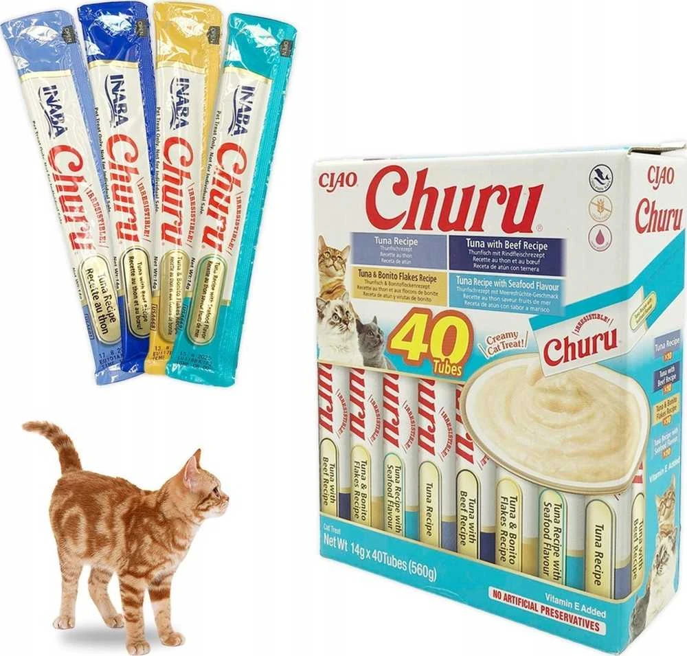 INABA CAT CHURU VARIETIES tuno skanėstas katėms 40x14 g