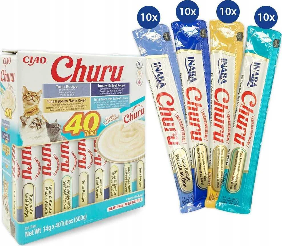 INABA CAT CHURU VARIETIES tuno skanėstas katėms 40x14 g