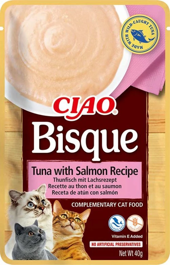 Katės skanėstai - INABA Ciao Bisque Tunas su Lašiša 40 g