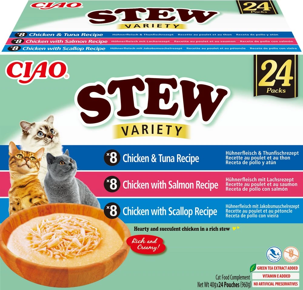 INABA CAT CIAO STEW CHICKEN,FISH, SCALL 24x40g