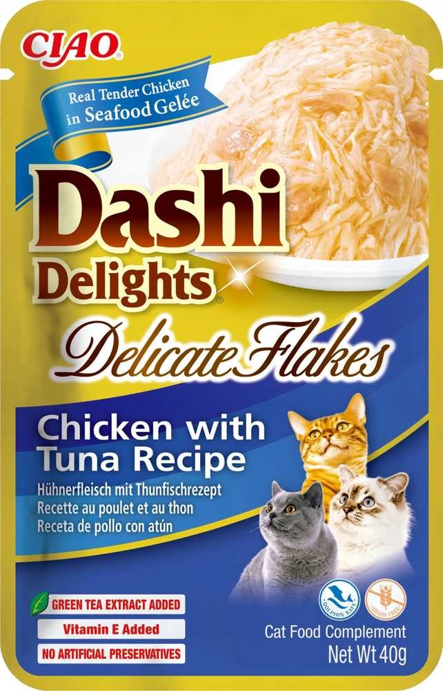 INABA CAT Dashi Delights Delicate Flakes vištiena su tunu - skanėstas katėms - 40g