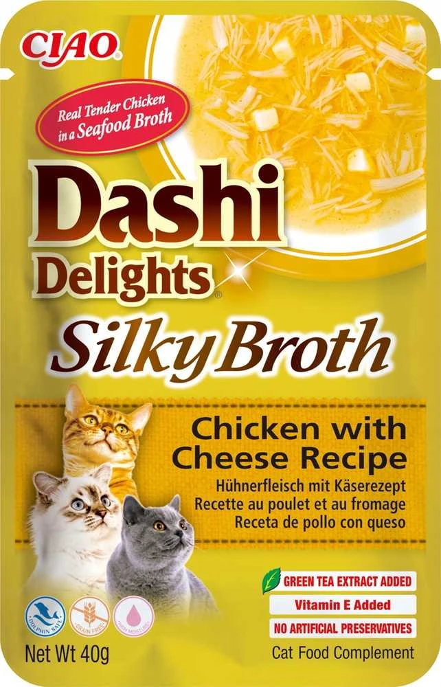 INABA CAT Dashi Delights Silky Broth vištiena su sūriu - skanėstas katėms - 40g