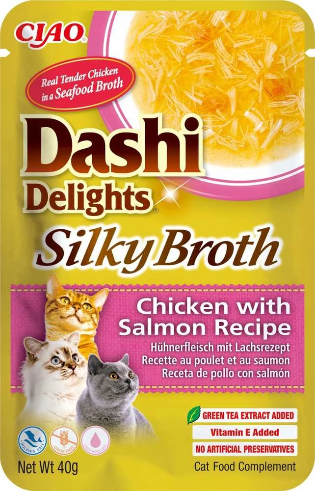 INABA CAT Dashi Delights Silky Broth vištiena su lašiša - skanėstas katėms - 40g