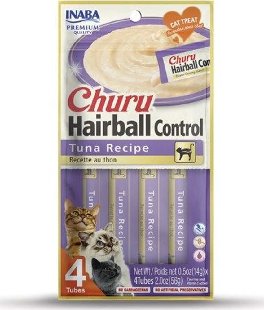 INABA CHURU HAIRBALL tunas - skanėstas katėms - 4x14g (56g)