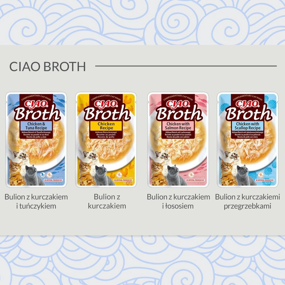 Gyvūnų skanėstas - INABA Ciao Broth vištiena (begrūdis, be glitimo, 40g)