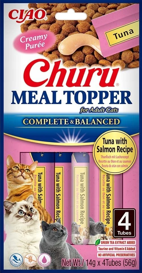 Kačių Skanėstai - Inaba Churu Maisto Priedas Su Tunu Ir Lašiša 4 x 14g