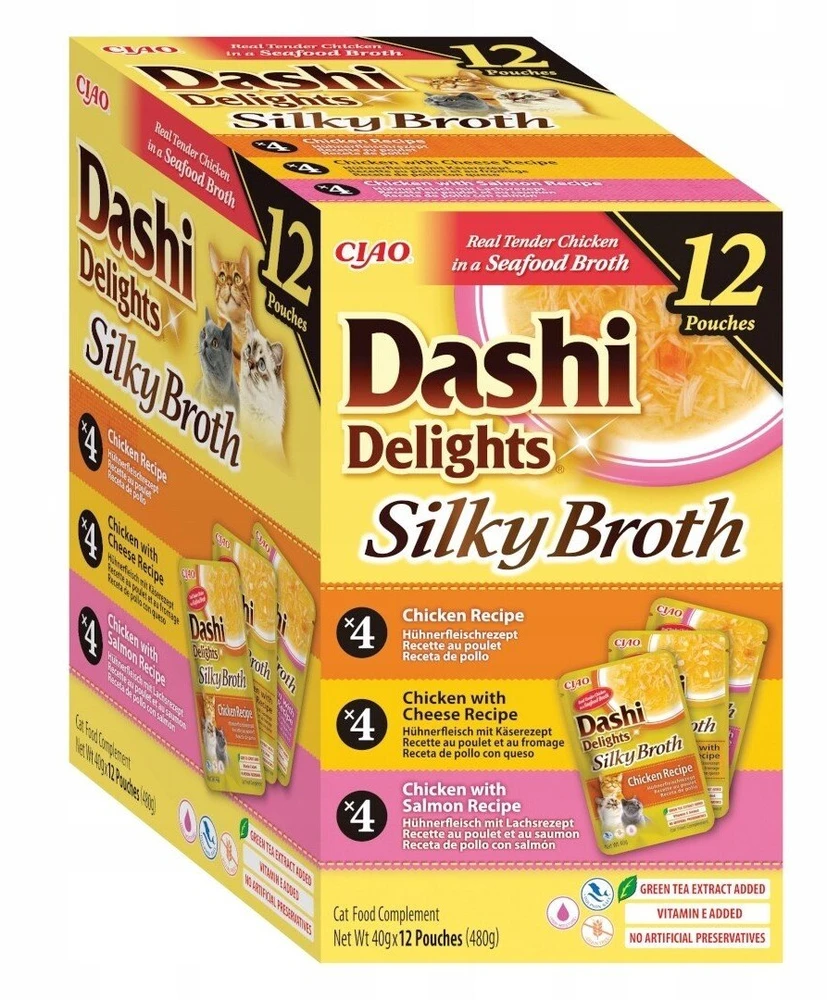 Inaba Ciao INABA Dashi Delights Silky Broth vištiena and lašiša mix – šlapias kačių maistas – 12x40g