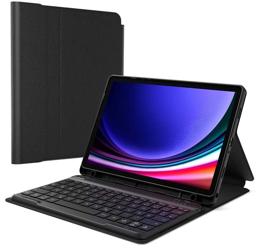 Klaviatūra Carruzzo Inateck N0028_BLACK planšetinio kompiuterio dėklas 27,9 cm (11″) „Folio“ Juoda