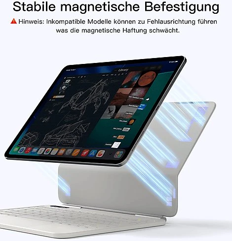 Inateck Keyboard iPad 13'' QWERTZ milky baltas (N0082_MILKY Baltas)