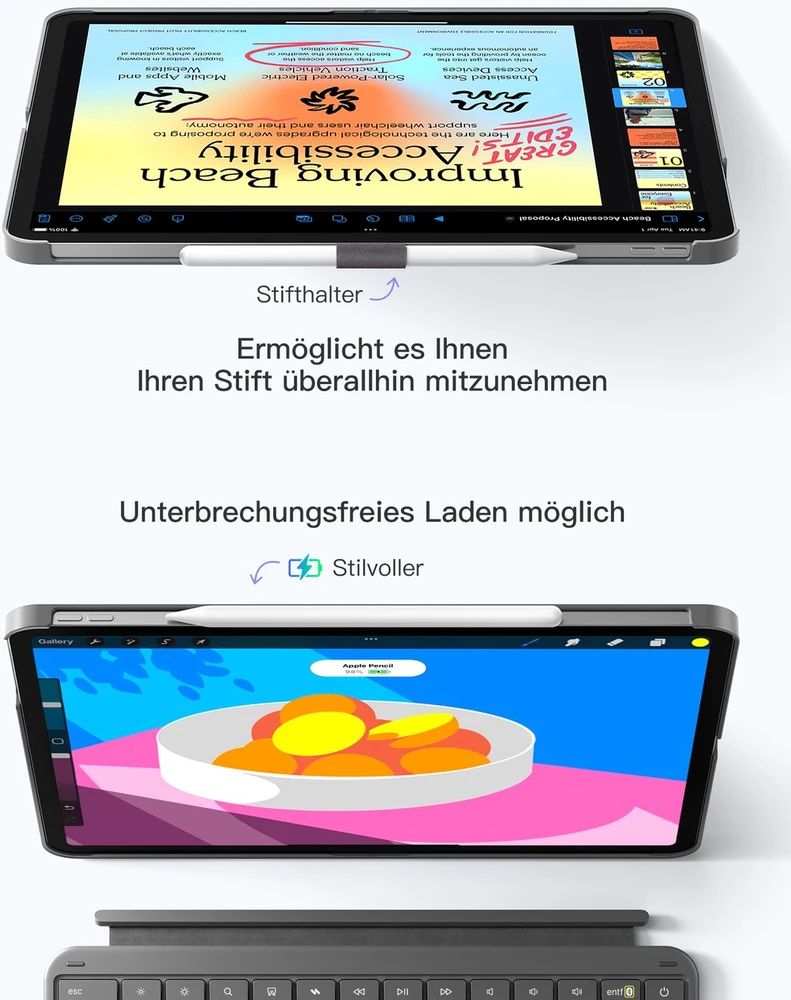 Inateck Klawiatury inateck Keyboard Ace Touch iPad 13'' Compatible QWERTZ (N0047)