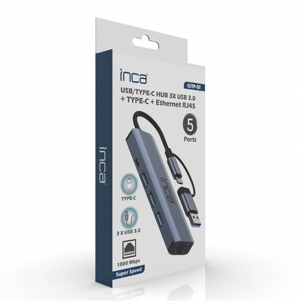 Inca Huby i koncentratory USB Type-C 1000 Mbit/s Pilka (IUTP-5T)