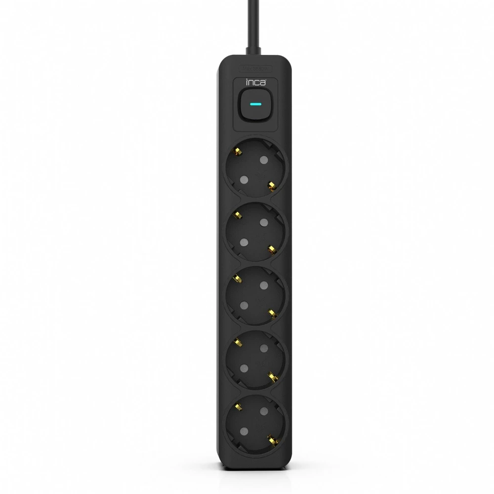 Inca INCA ilgintuvas IPW-44SY 5 lizdų, su LED apšvietimu. Juoda 1,5 m