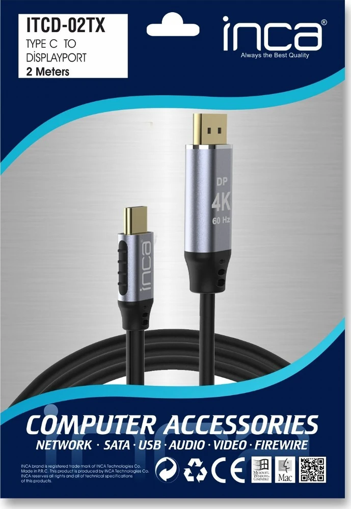 Inca USB-C į DisplayPort kabelis pakuotėje