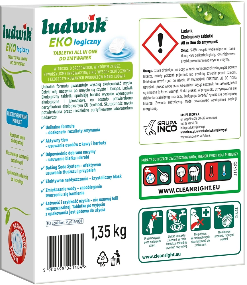 Inco LUDWIK Indaplovės tabletės EKO* 75 vnt. ALL IN ONE