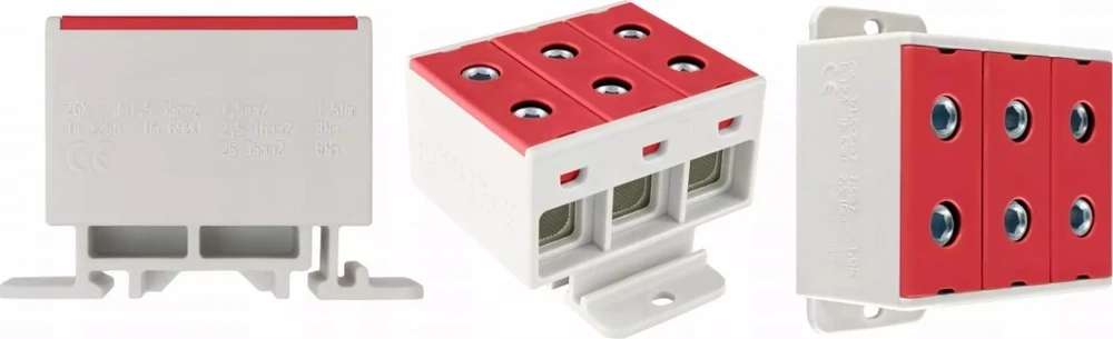 Incobex Elplast ENE-00181 3 bėgių jungtis 35mm2 raudona ZGX-3x35 raudona ENE-00181