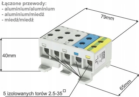 Incobex Penkių polių gnybtų juostelė ZGX 5x35 mm2 (3P+N+PE) ENE-00390