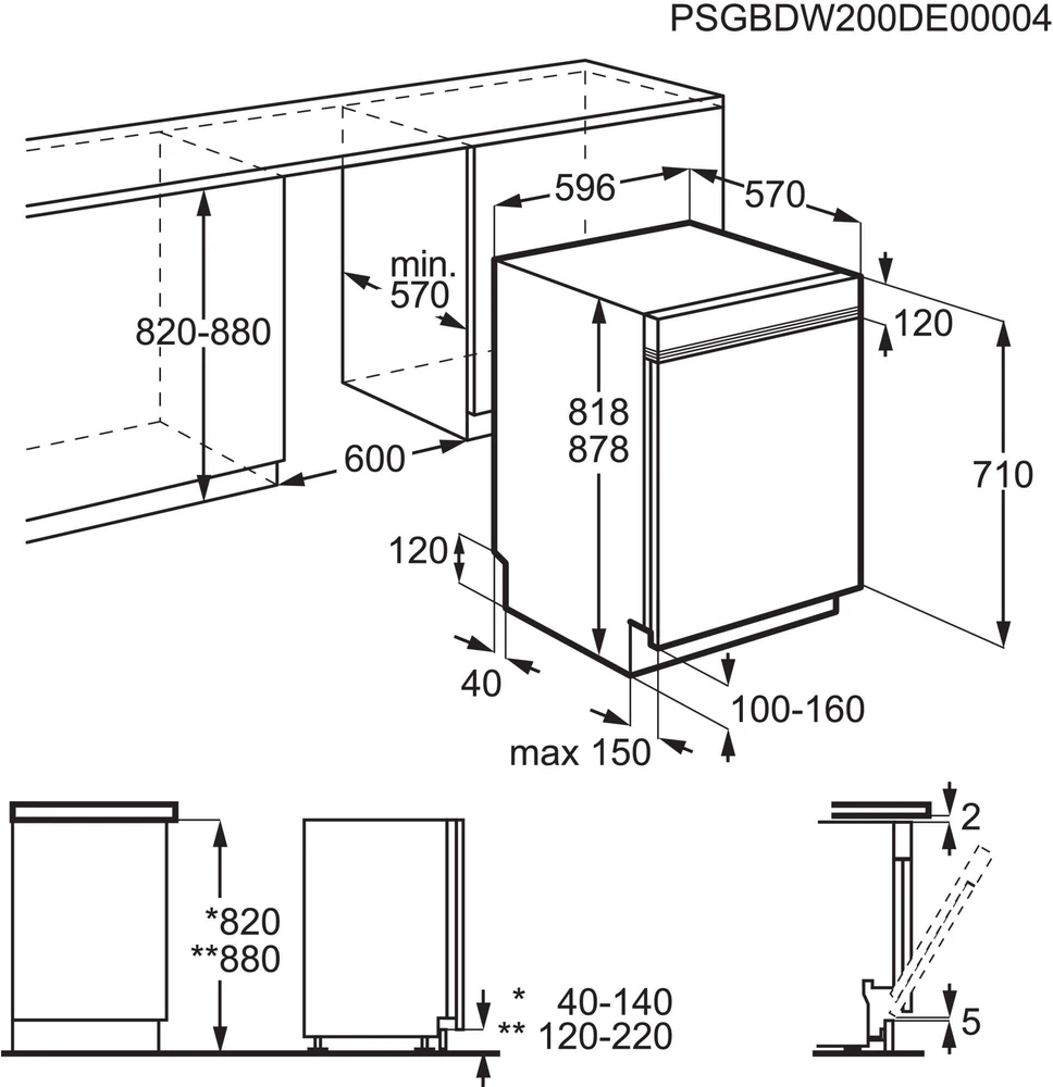 AEG FUS5360CZM Po stalviršiu montuojama indaplovė 60 cm