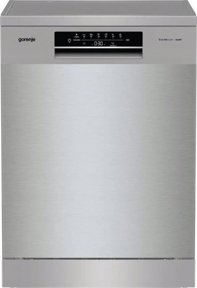 Indaplovė Gorenje GS643E90X | Pastatoma | Plotis 59.9 cm | 6 programos | E klasė| Ekranas | AquaStop funkcija | Sidabrinė