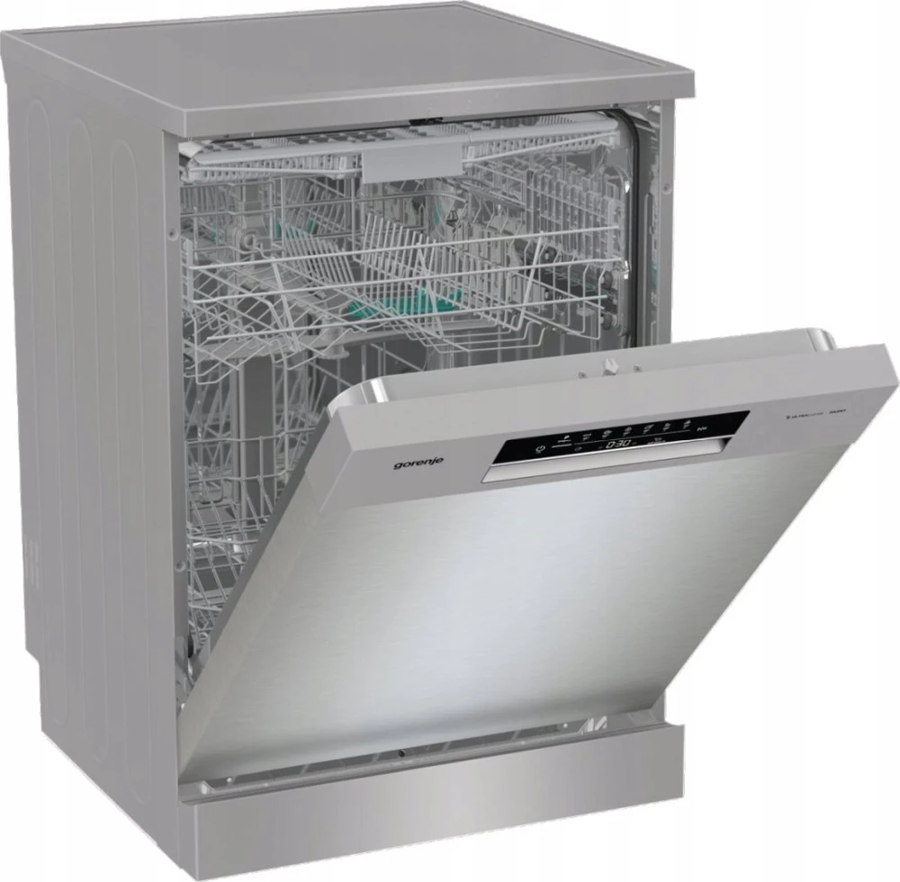 Indaplovė Gorenje GS643E90X | Pastatoma | Plotis 59.9 cm | 6 programos | E klasė| Ekranas | AquaStop funkcija | Sidabrinė