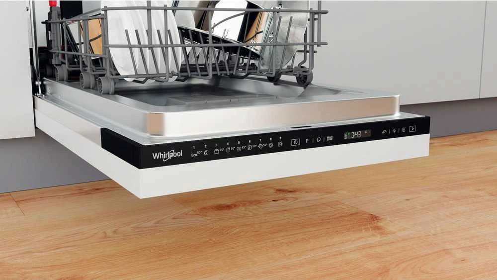 WHIRLPOOL Indaplovė WSIP4O33PFE, D energijos klasė (senas A+++), 45 cm, Powerclean PRO, Trečias krepšelis, 9 programos