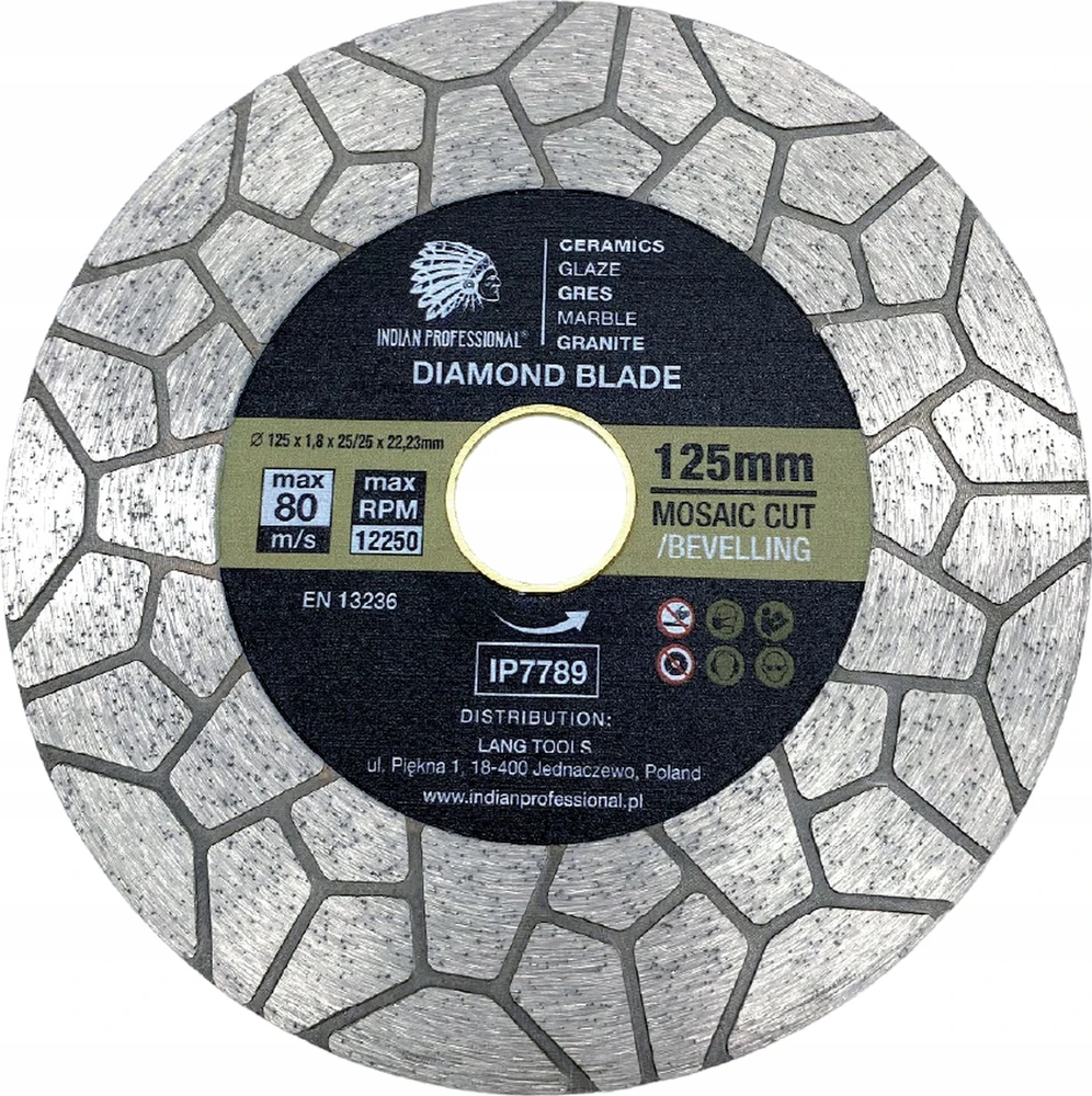 DEIMANTINIS DISKAS 125mm x 2,0mm x 22,2mm MOSAIC CUT /INDIAN PROFESSIONAL