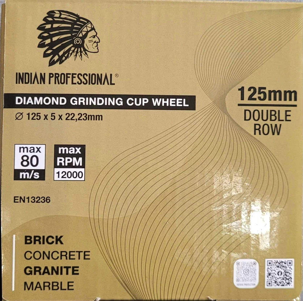 DEIMANTINIS DISKAS BETONO ŠLIAVIMUI 125mm DOUBLE ROW INDIAN PROFESSIONAL