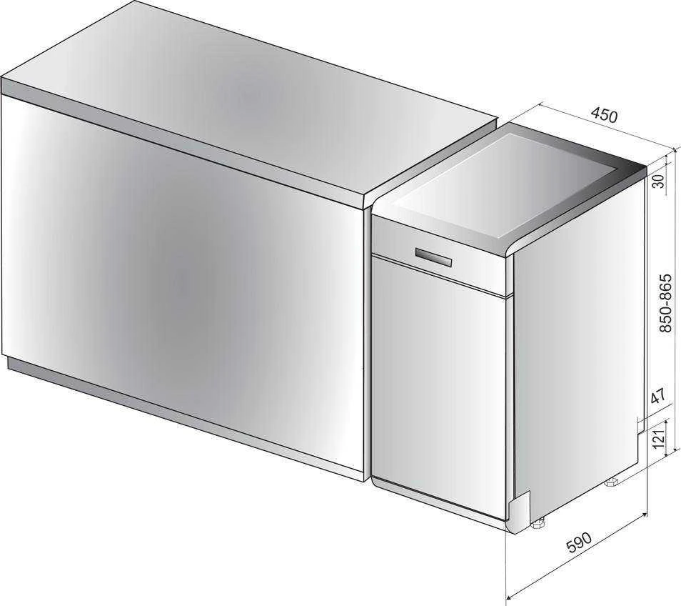 Indaplovė Whirlpool WSFO 3O23 PF (plotis 45cm, išorinis, baltos spalvos)