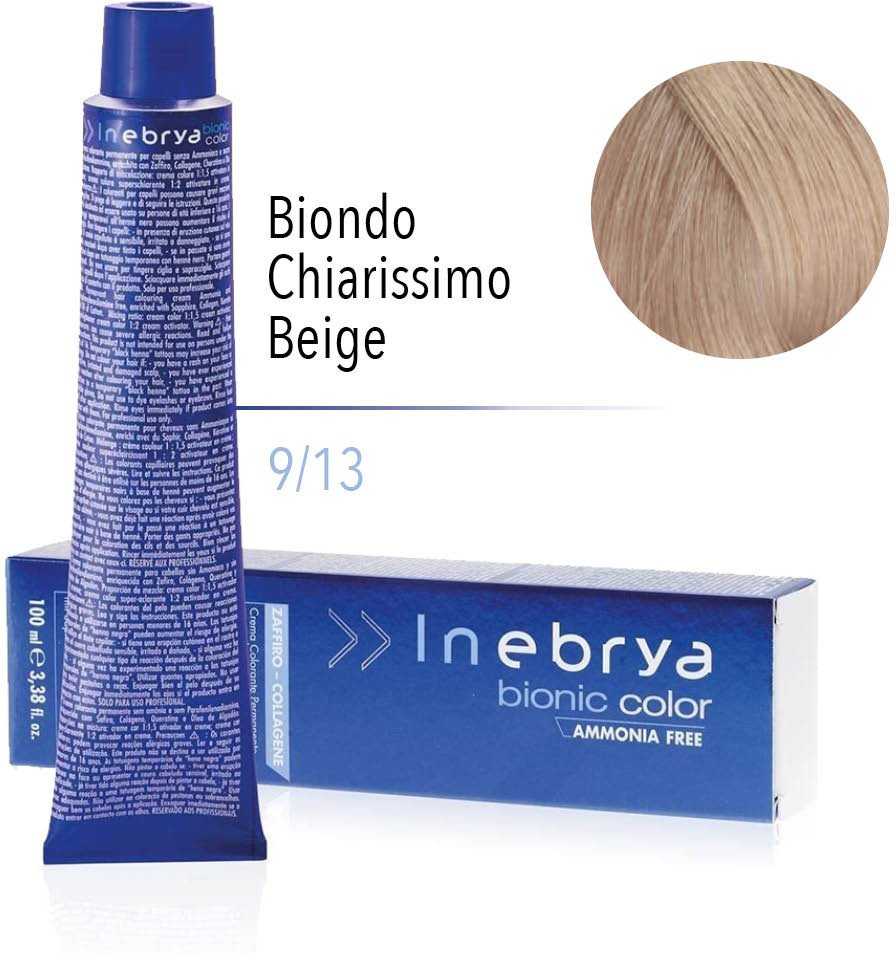 Inebrya Bionic Color rusvai gelsvas (9/13 Very Light Skirtas šviesiems plaukams rusvai gelsvas) 100 ml