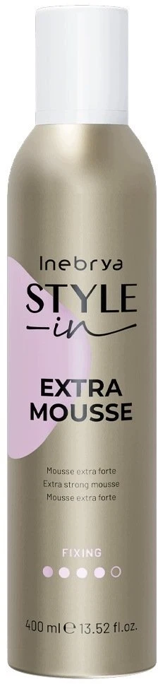 Inebrya Style-In Extra Mousse itin stiprios fiksacijos plaukų putos, 400 ml