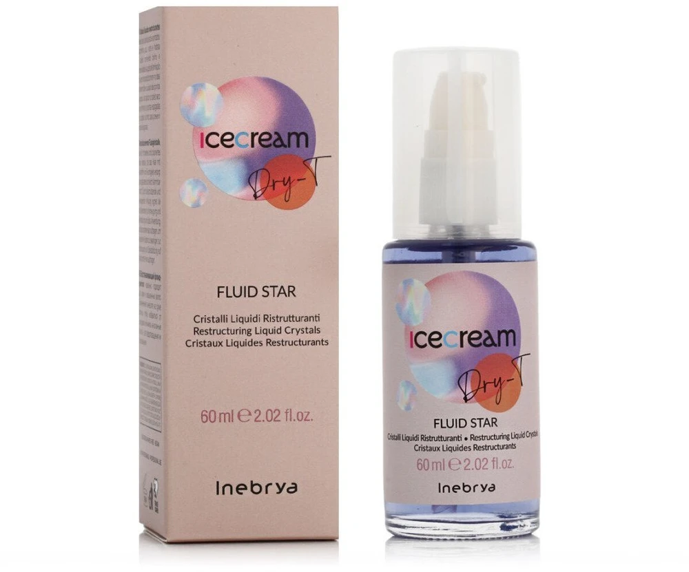 Inebrya Ice Kreminis Dry-T Fluid Star atkuriamasis serumas su skystaisiais kristalais, 60 ml
