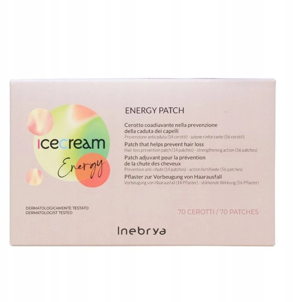 Pleistrai nuo plaukų slinkimo Inebrya Ice Kreminis Energy (energijos pleistras) 70 vnt.