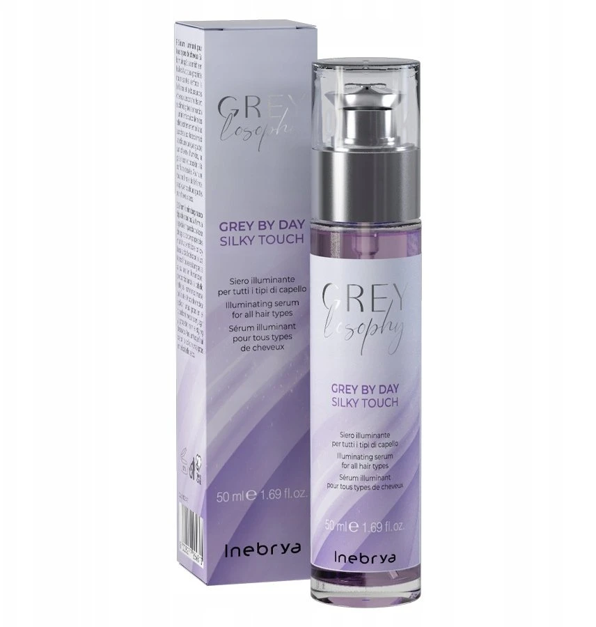 Inebrya GreyLosophy Pilkas By Day Silky Touch Serum šviesinantis serumas visų tipų plaukams, 50 ml