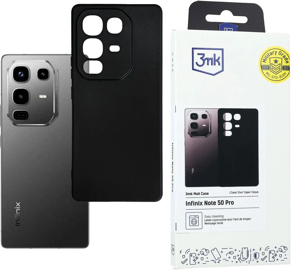 Nezatříděno 3Mk apsauginis matinis dėklas „Infinix Note 50 Pro“ - Juodas