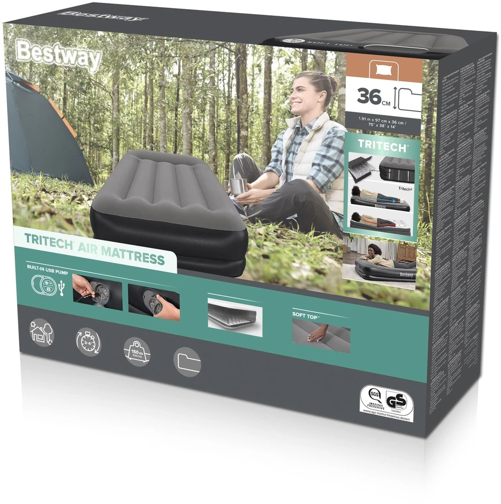 čiužinys, Tritech pripučiamas čiužinys 191x97 cm Bestway 671BT vienvietis pripučiamas čiužinys