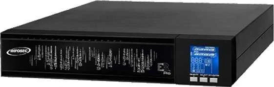 „Infosec E3 Pro 2000 RT“ nepertraukiamo maitinimo šaltinis (UPS) Dvigubos konversijos (internetinis) 2 kVA 1800 W 4 kintamosios srovės lizdai