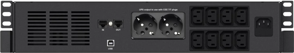 Infosec X4 1000 RM Plus UPS maitinimo šaltinis, interaktyvi technologija, 1 kVA, 600 W, 10 × maitinimo lizdų