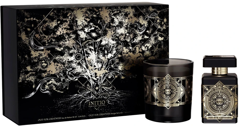 Initio Set : Oud For Greatness, Eau De Parfum, Unisex, 90 ml + Oud For Greatness, Amber Woody, Scented Candle, 180 g Unisex