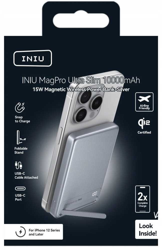 Iniu MagPro Slim 10K sidabrinė