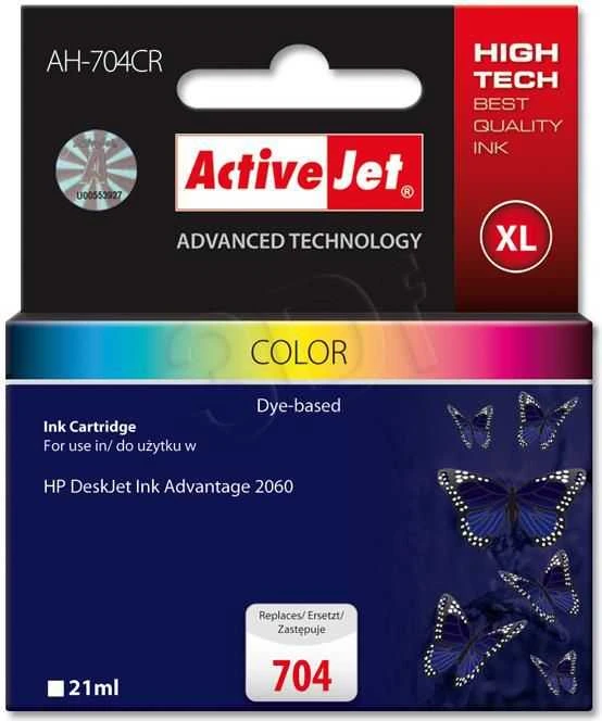 Rašalo Kasetė - Activejet AH-704CR Suderinama su HP 704 CN693AE Spalvota