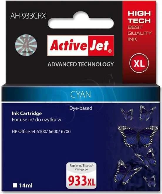 Spausdintuvo Rašalas - Activejet AH-933CRX (Pakaitinis HP 933XL CN054AE; Premium; 13 ml; Mėlynas)