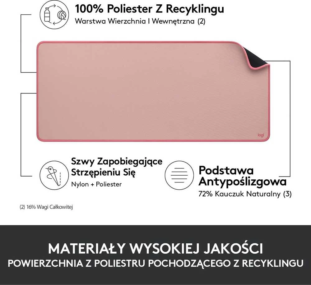 Pelės kilimėlis LOGITECH Desk Mat Studio Series, Tamsiai rožinė spalva