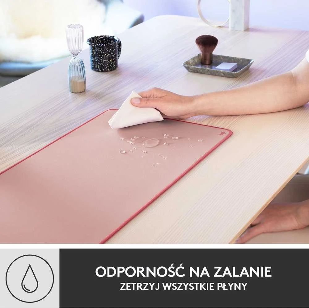 Pelės kilimėlis LOGITECH Desk Mat Studio Series, Tamsiai rožinė spalva