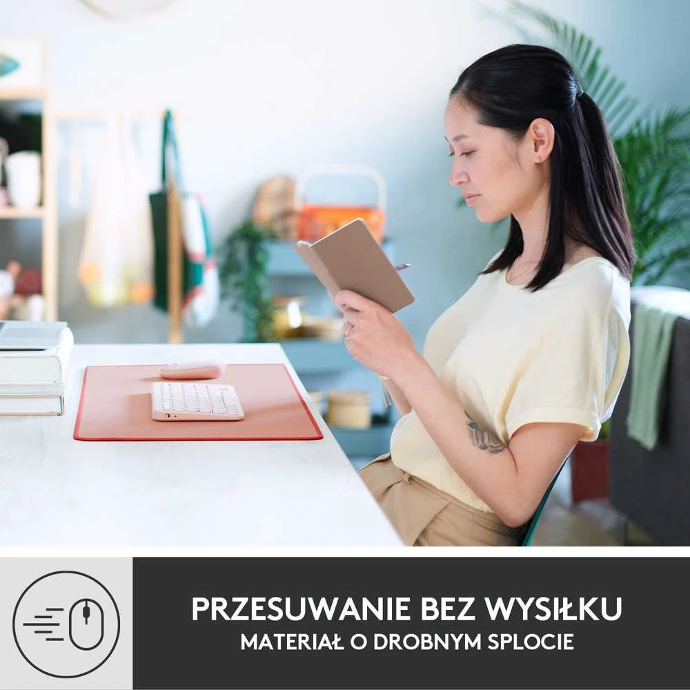 Pelės kilimėlis LOGITECH Desk Mat Studio Series, Tamsiai rožinė spalva