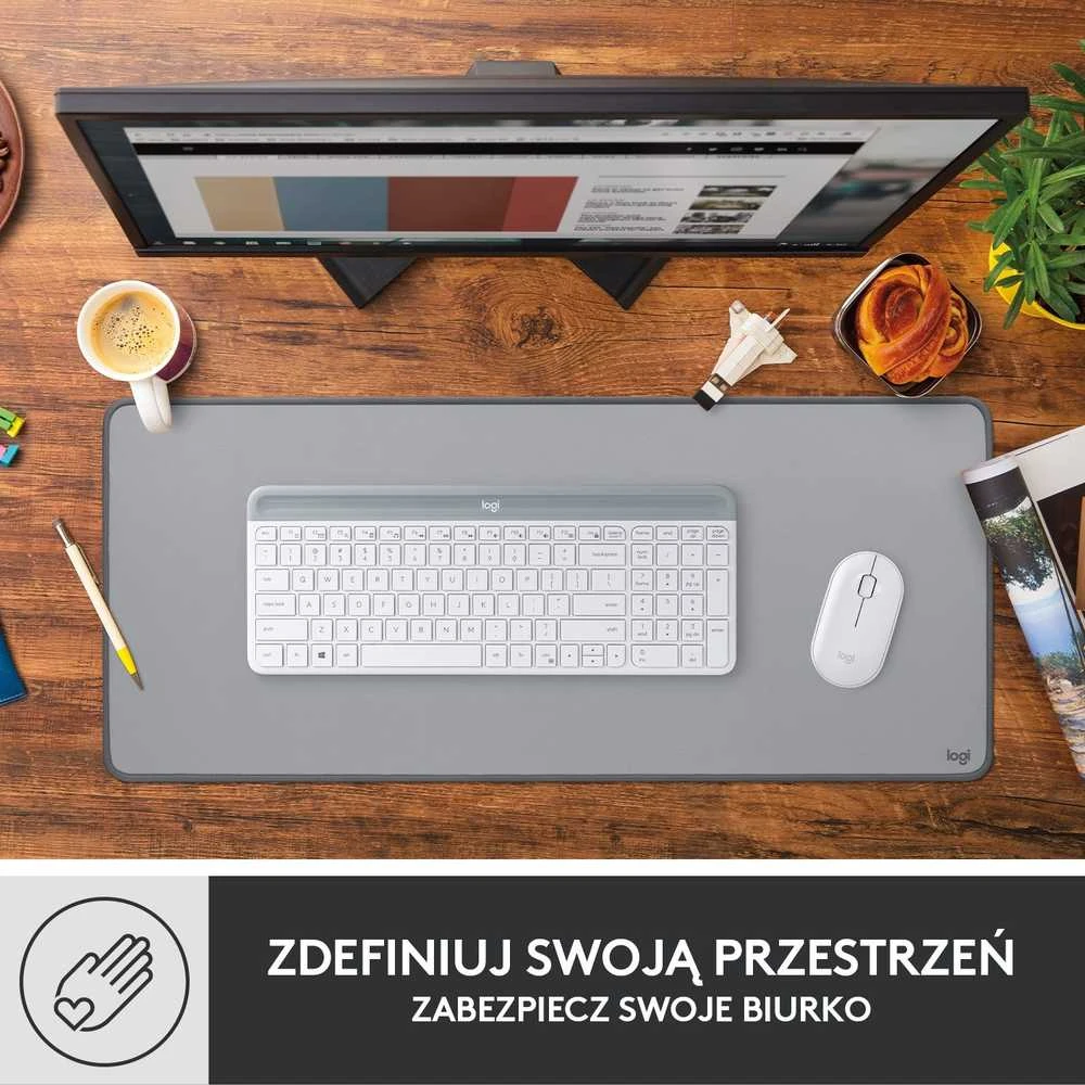 Pelės kilimėlis LOGITECH Desk Mat Studio Series, Pilkos spalvos