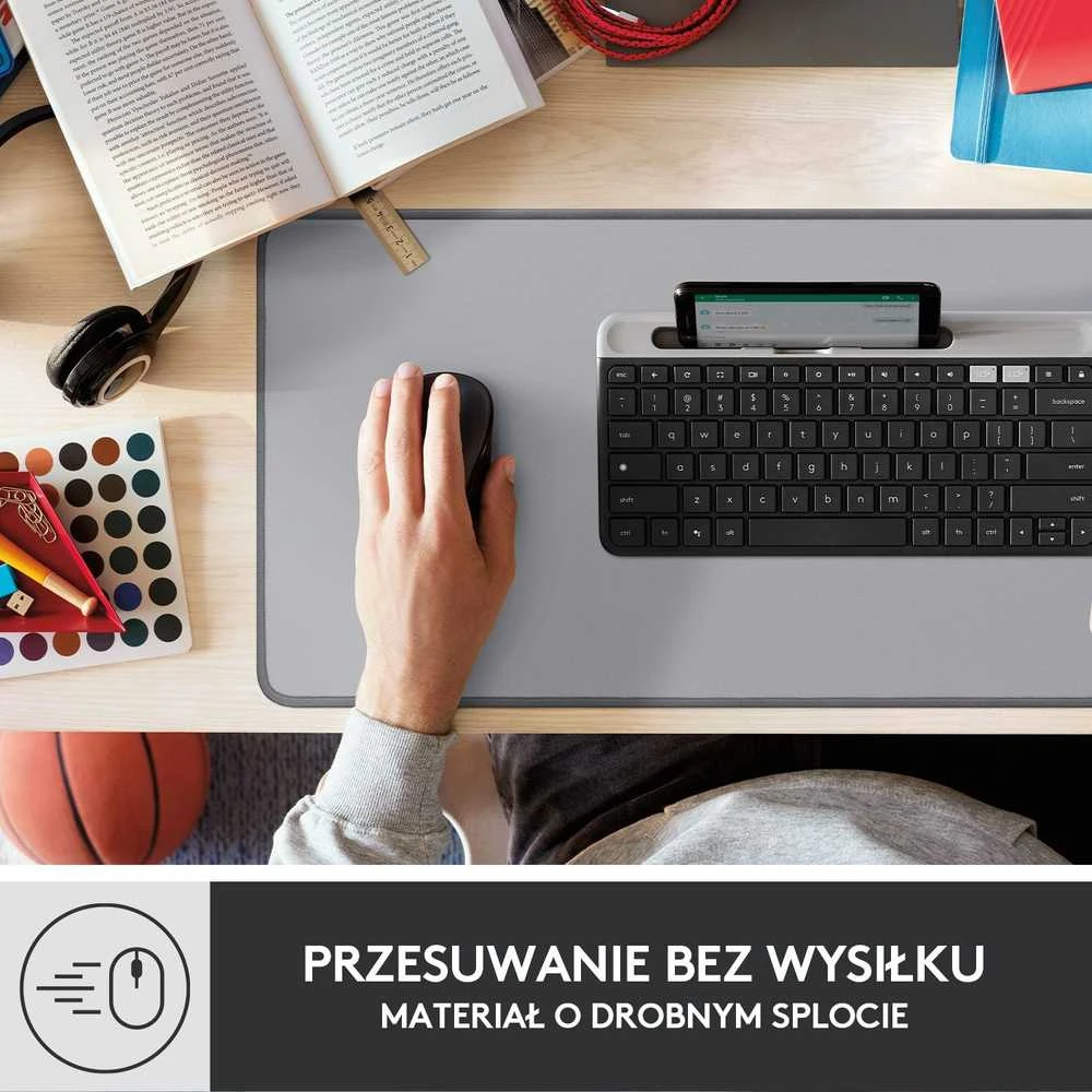 Pelės kilimėlis LOGITECH Desk Mat Studio Series, Pilkos spalvos