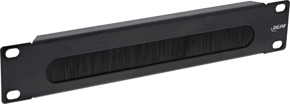 InLine® 10'' kabelių įvado plokštė su šepečiu, 1U, RAL 9005 juoda