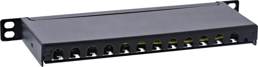 InLine® 10'' pach panel Cat.6A 0.5U 12 prievadų, su apsauga nuo dulkių, juodas
