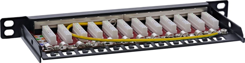 InLine® 10'' pach panel Cat.6A 0.5U 12 prievadų, su apsauga nuo dulkių, juodas