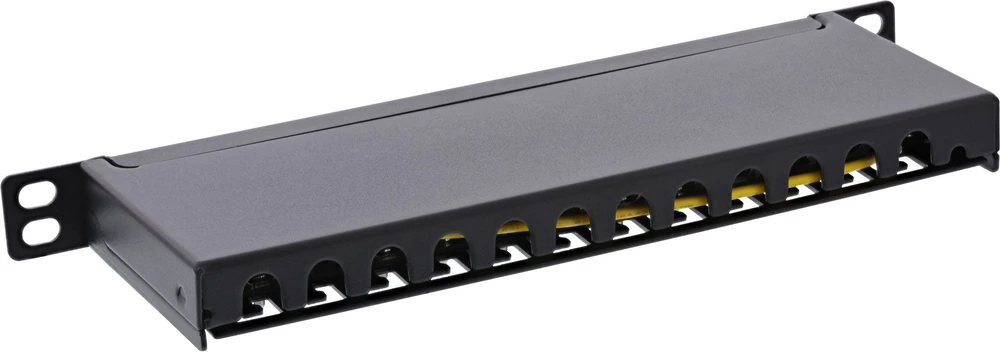 InLine® 10'' pach panel Cat.6A 0.5U 12 prievadų, juodas RAL9005